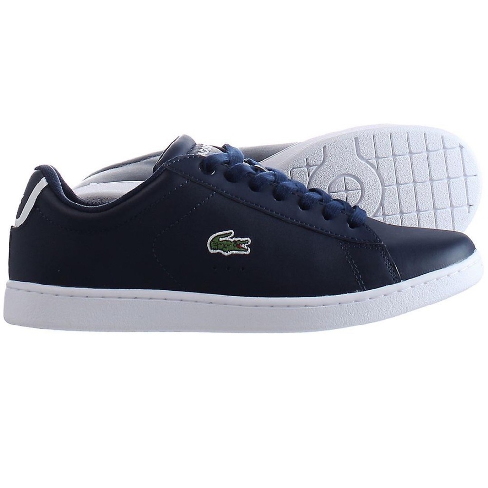 Lacoste Carnaby Evo BL 1 SPW Lace-Up Blue Smooth Leather Womens Trainers Size- 8